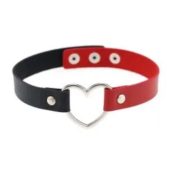 Joy Jewels Ras De Cou BICOLOR HEART Noir-Rouge