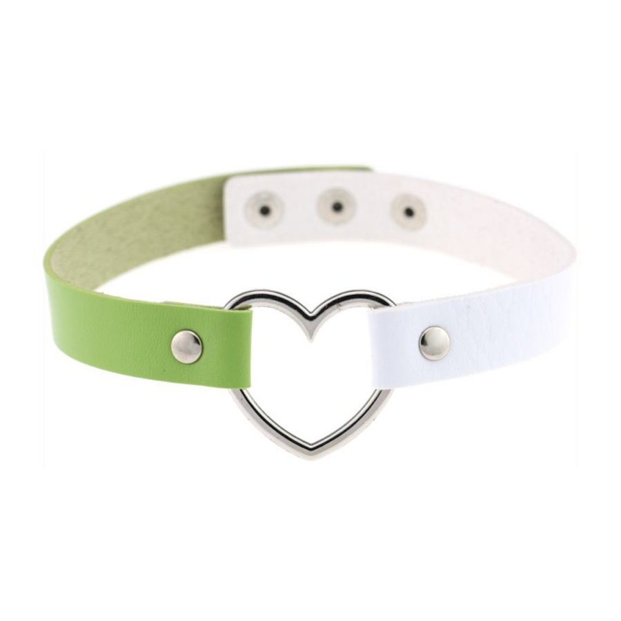 Generique Ras De Cou HEART DUO Blanc-Vert 1 Generique Ras De Cou HEART DUO Blanc-Vert