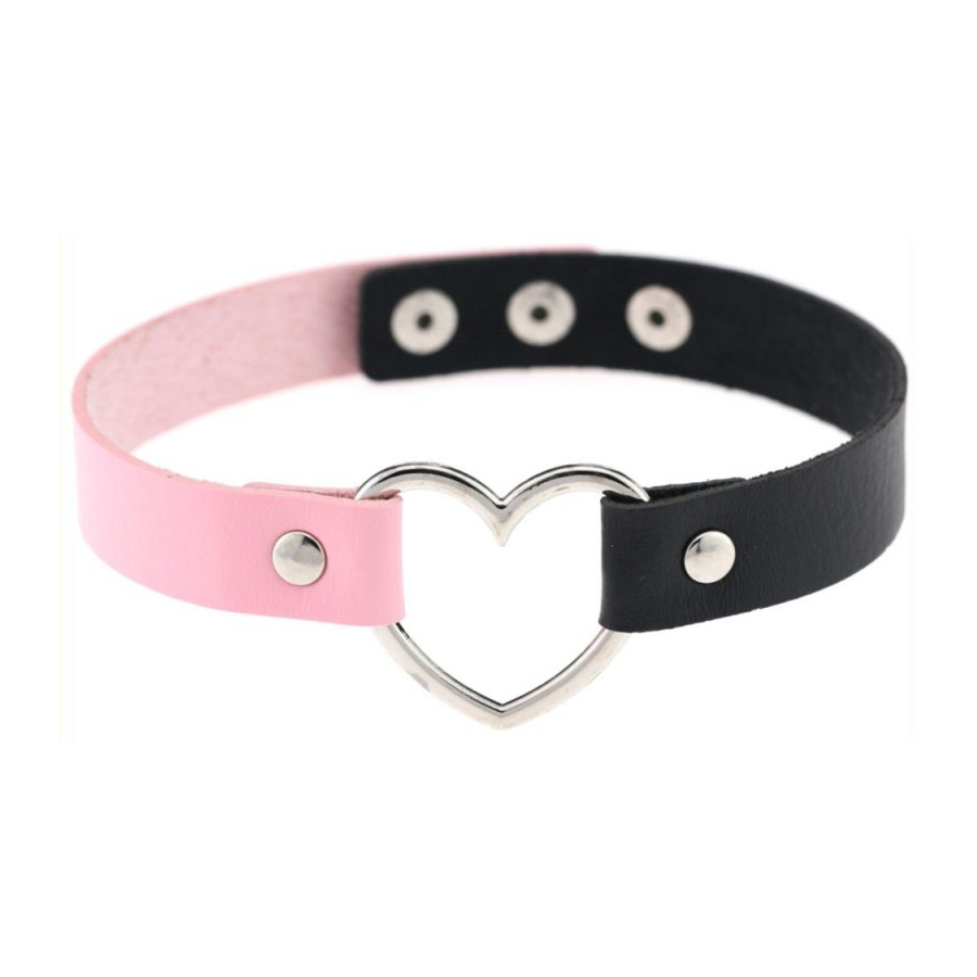 Generique Ras De Cou HEART DUO Noir-Rose 1 Generique Ras De Cou HEART DUO Noir-Rose