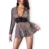 Chilirose Robe Courte Légère Léopard Avec String