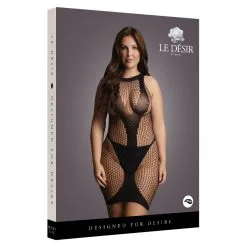 Le Desir Robe Sexy Grande Taille CONTRAST NET Noire -FÉMINITÉS boutique robe sexy grande taille contrast net noire 4