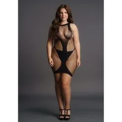 Le Desir Robe Sexy Grande Taille CONTRAST NET Noire -FÉMINITÉS boutique robe sexy grande taille contrast net noire 6