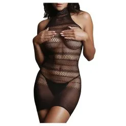 Le Desir Robe Sexy HIGH LACE NECK NET Noir
