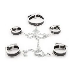 KINKgear Set De Restriction Collier Et Menottes Noir-Blanc