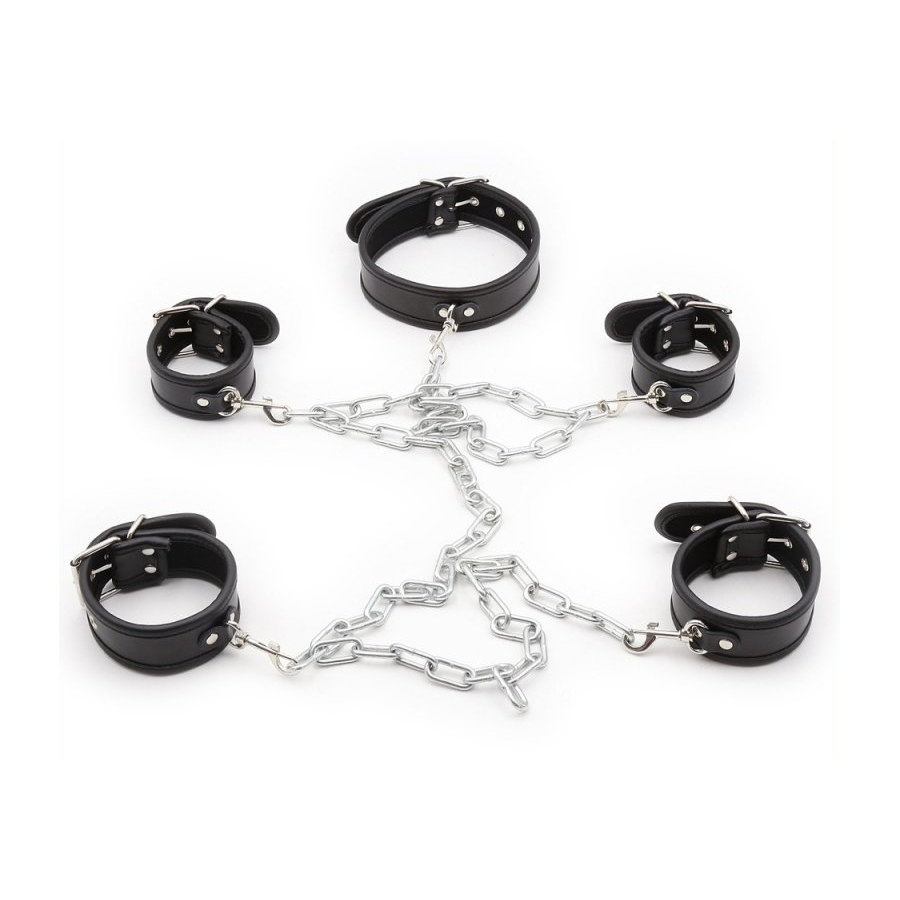 KINKgear Set De Restriction Collier Et Menottes Noir 1 KINKgear Set De Restriction Collier Et Menottes Noir