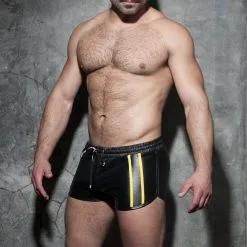 AD Fetish Short Festish Kango DOUBLE STRIPE Jaune -FÉMINITÉS boutique short festish kango double stripe jaune 3