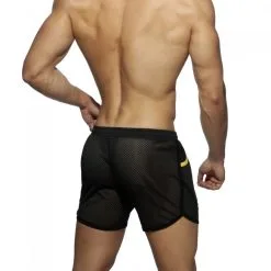 AD Fetish Short POCKET LONG ROCKY Noir-Jaune -FÉMINITÉS boutique short pocket long rocky noir jaune 3