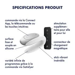 Stimulateur De Clitoris DOUBLE FUN Satisfyer Blanc-Silver 8 Stimulateur De Clitoris DOUBLE FUN Satisfyer Blanc-Silver -FÉMINITÉS boutique stimulateur de clitoris double fun satisfyer blanc silver 2