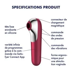 Satisfyer Stimulateur De Clitoris + Vibromasseur DUAL LOVE Rouge -FÉMINITÉS boutique stimulateur de clitoris vibromasseur dual love rouge 2