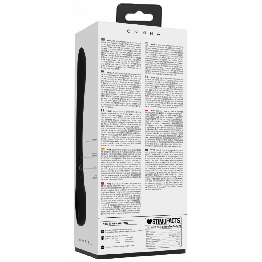 Stimulateur Vibrant OMBRA Vive 12 X 3.5cm Noir 5 Stimulateur Vibrant OMBRA Vive 12 X 3.5cm Noir – Image 5