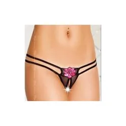 Softline String Ouvert DHÉLIA - Noir Et Rose