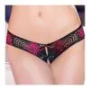 Chilirose Tanga Dentelle Ouvert - Noir Et Rose