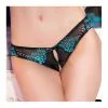 Chilirose Tanga Dentelle Ouvert - Noir Et Turquoise