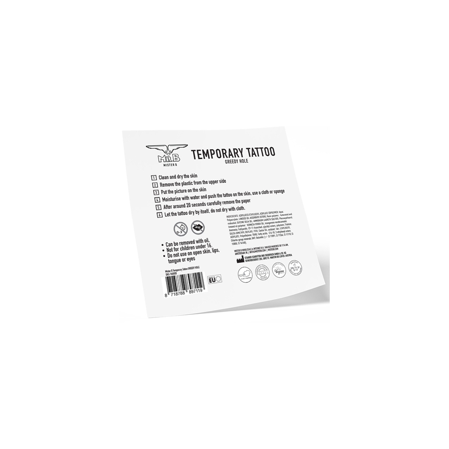 Mr B - Mister B Tatouage éphémère GREEDY HOLE 10 X 10cm 3 Mr B - Mister B Tatouage éphémère GREEDY HOLE 10 X 10cm – Image 3