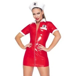 Black Level Tenue Infirmière VINYL NURSE Rouge -FÉMINITÉS boutique tenue infirmiere vinyl nurse rouge 2