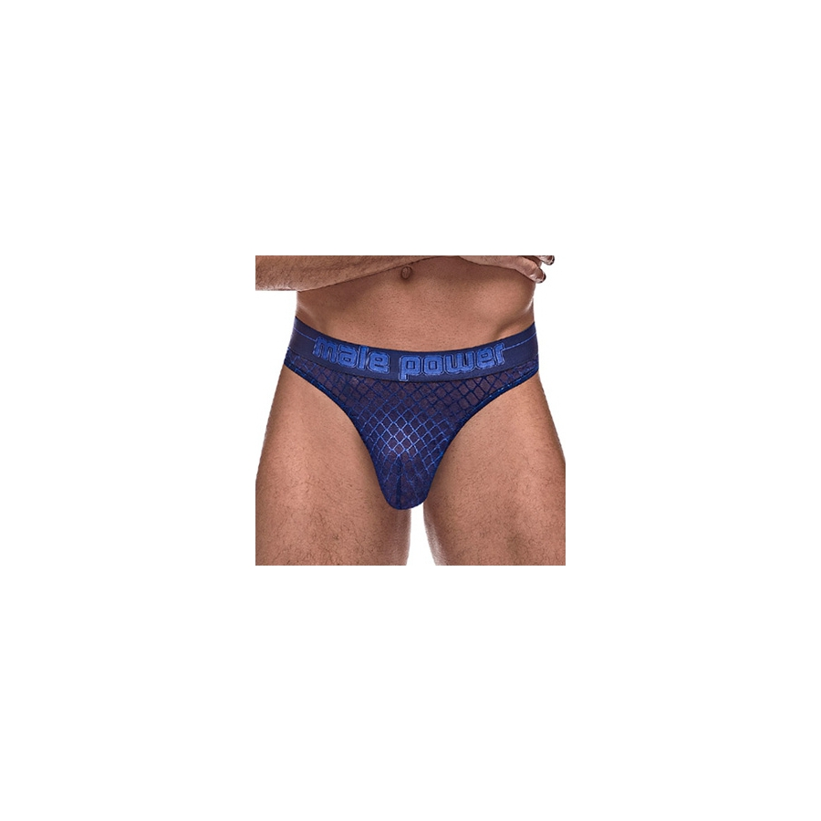 Male Power Thong DIAMOND MESH Bleu 1 Male Power Thong DIAMOND MESH Bleu