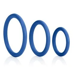 CalExotics Tri-Rings Cockring Bleu -FÉMINITÉS boutique tri rings cockring bleu 3