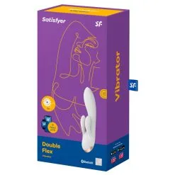 Vibro Rabbit Connecté DOUBLE FLEX Satisfyer 20cm Blanc -FÉMINITÉS boutique vibro rabbit connecte double flex satisfyer 20cm blanc 2