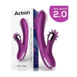Action Vibro Rabbit VIBRATING DOUBLE 10 X 3.5cm Violet -FÉMINITÉS boutique vibro rabbit vibrating double 10 x 35cm violet 4