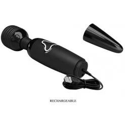 Wand BODY PULSE Pretty Love 25cm - Tête 40mm Noir 7 Wand BODY PULSE Pretty Love 25cm - Tête 40mm Noir -FÉMINITÉS boutique wand body pulse pretty love 25cm tete 40mm noir 2