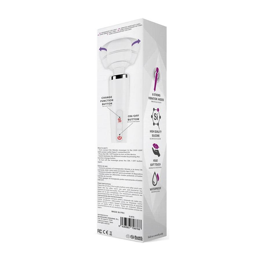 Latetobed Wand Puissant WANDA 8 Vibrations Blanc 4 Latetobed Wand Puissant WANDA 8 Vibrations Blanc – Image 4